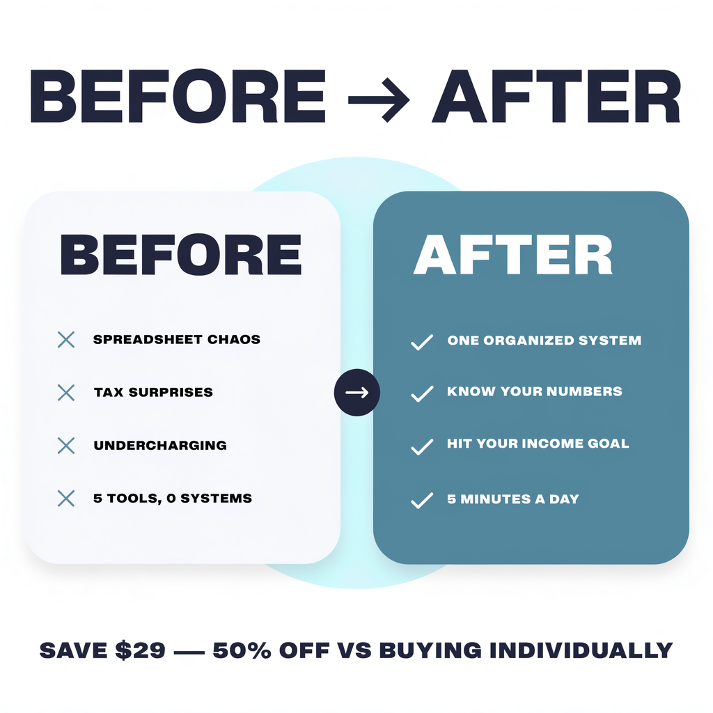 Before and after — spreadsheet chaos to one organized system, save $29
