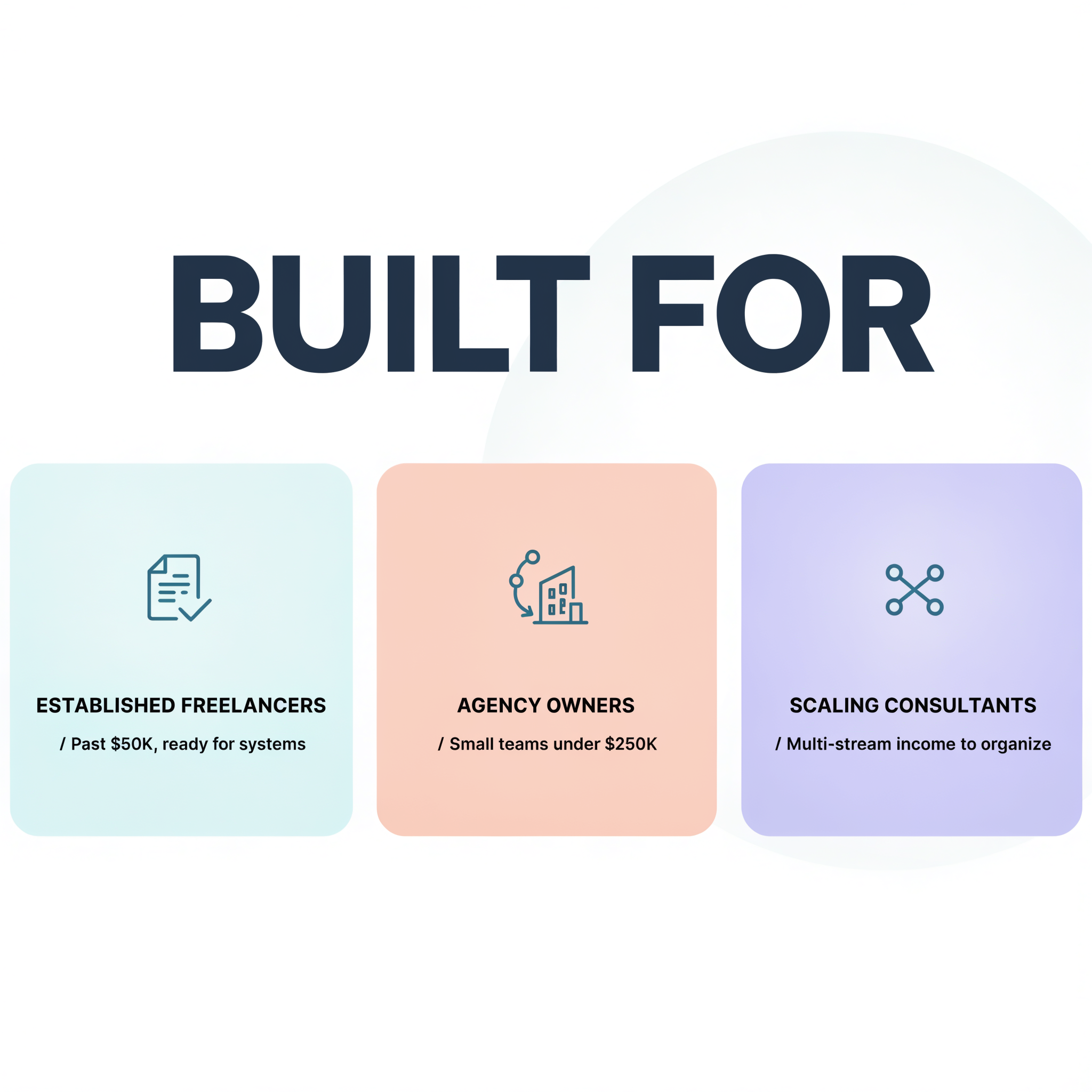 Built for established freelancers, agency owners, and scaling consultants