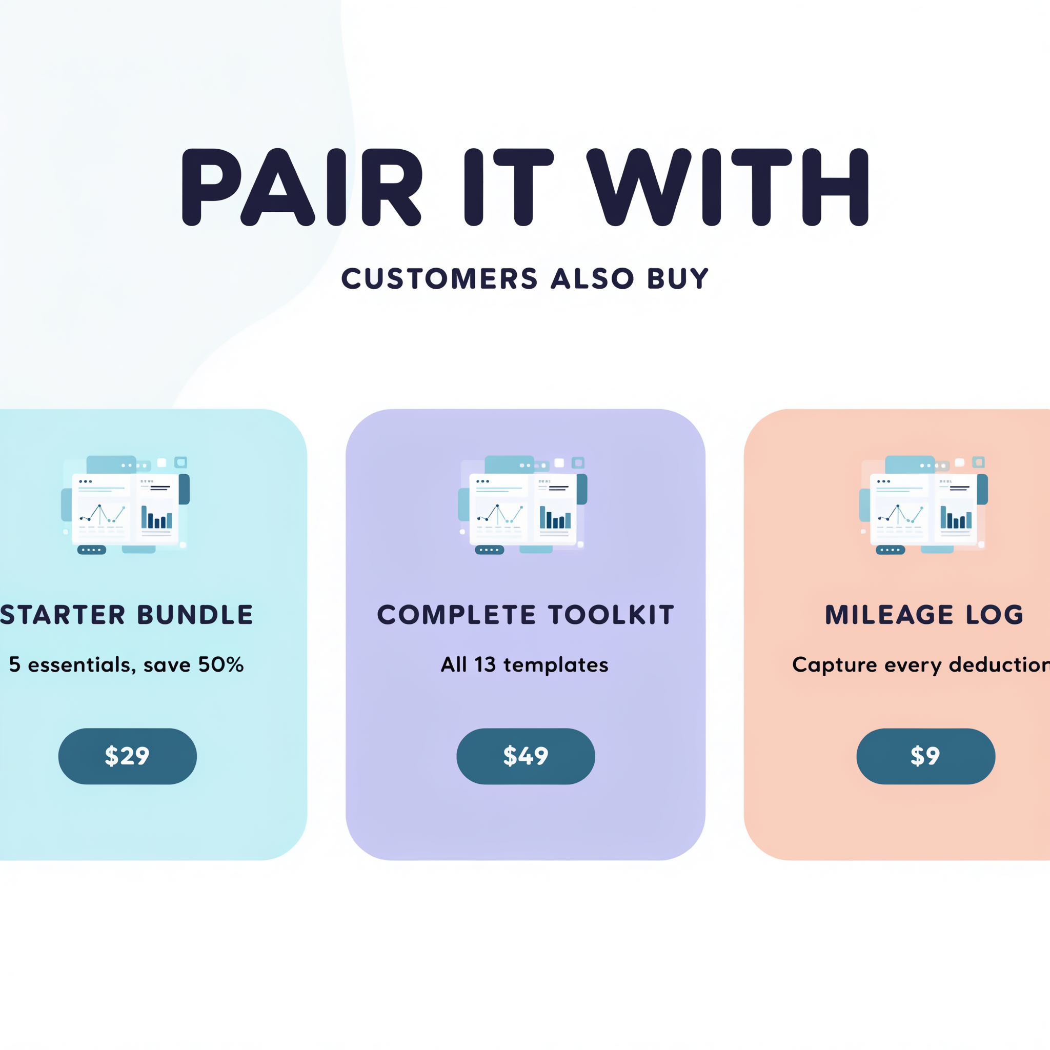 Pair it with — Starter Bundle, Complete Toolkit, Mileage Log