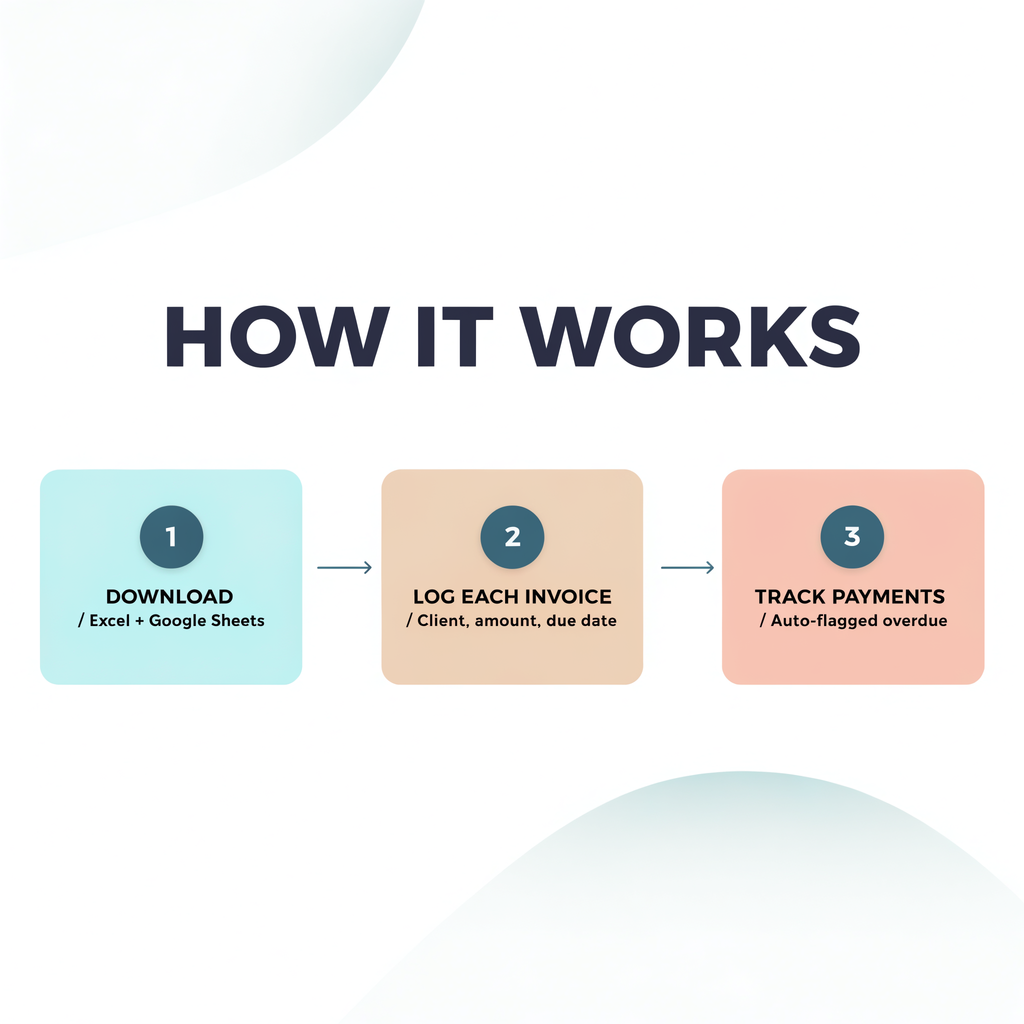How it works — download, log each invoice, track payments