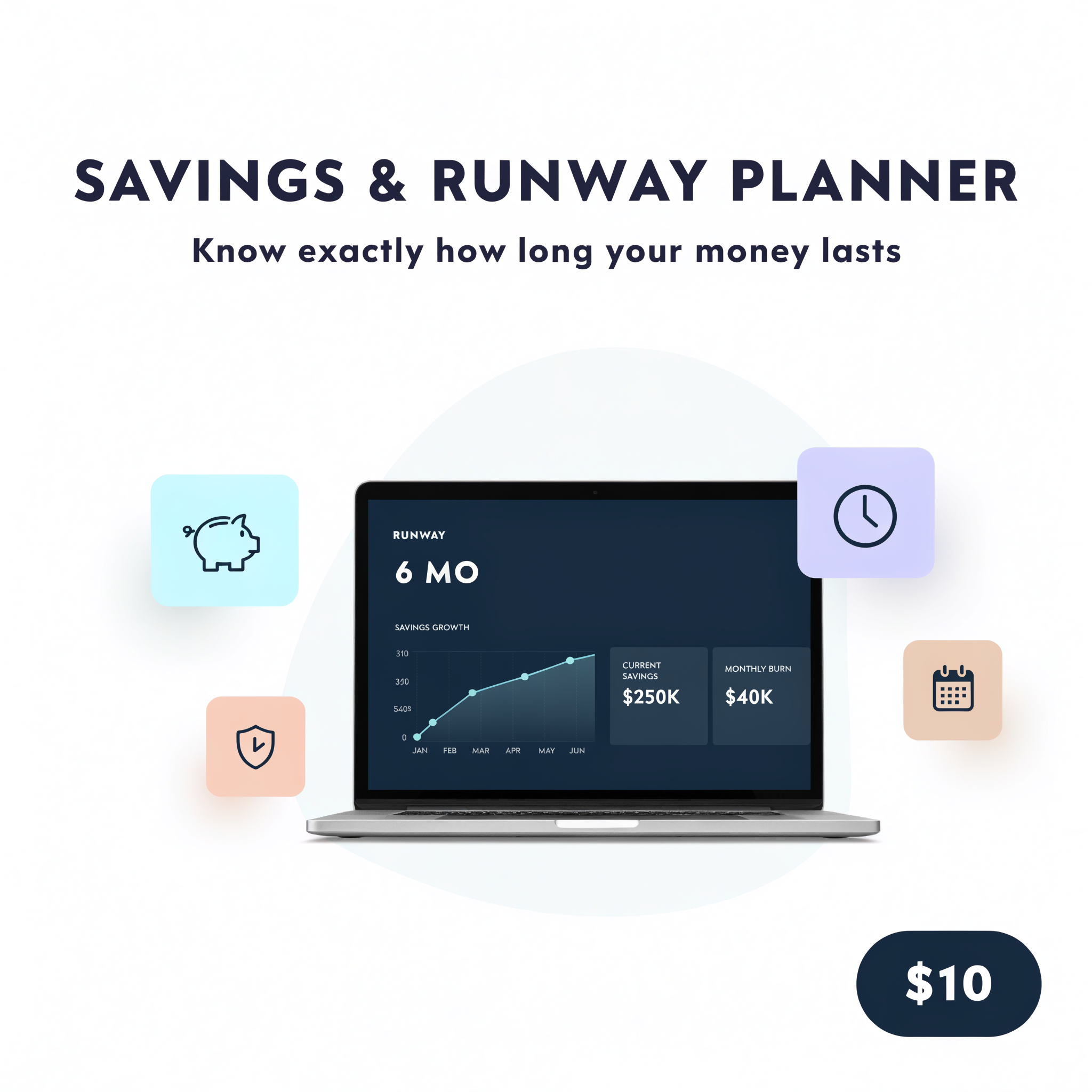 Savings & Runway Planner — know exactly how long your money lasts, $10