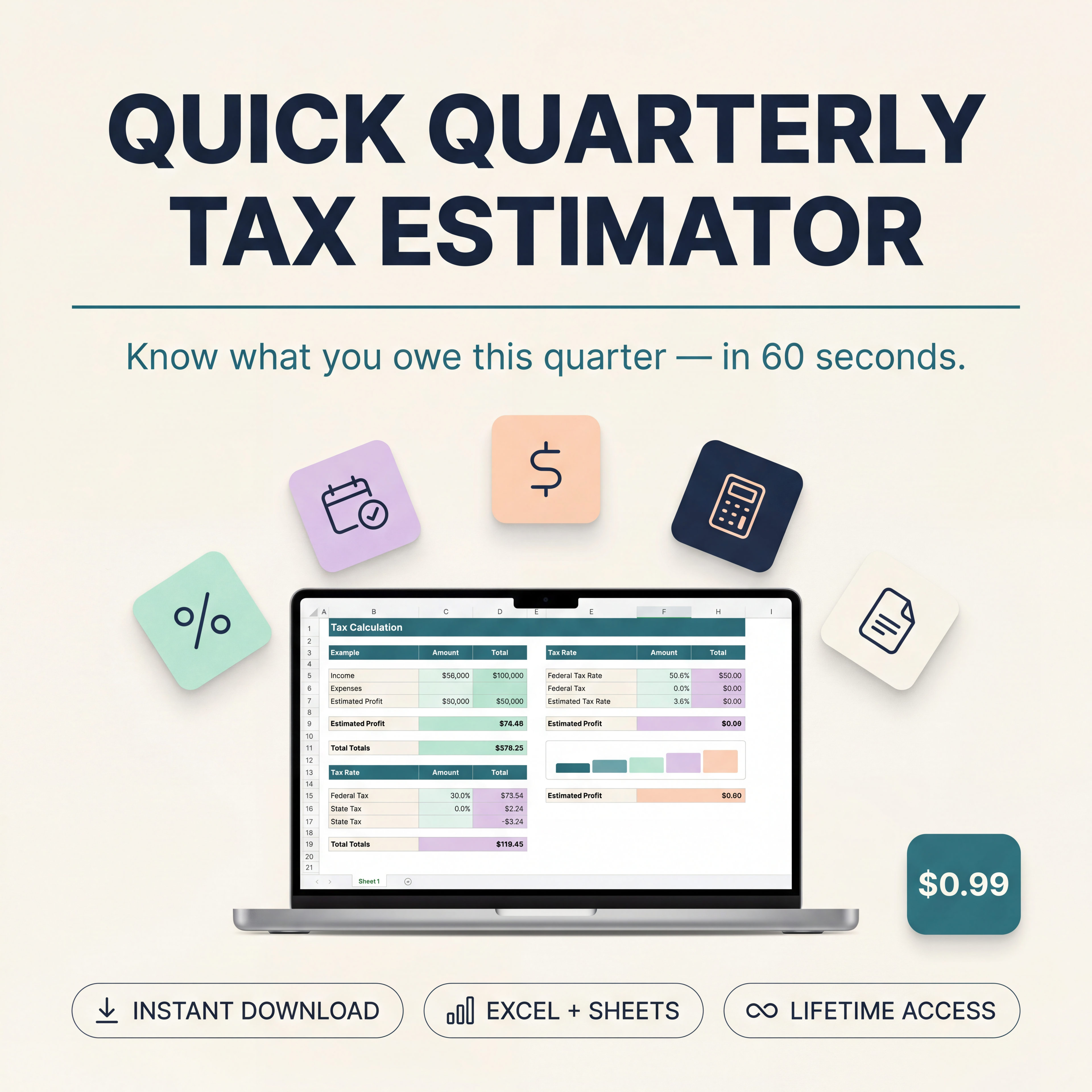 Quick Quarterly Tax Estimator — Diporusa digital download, $0.99