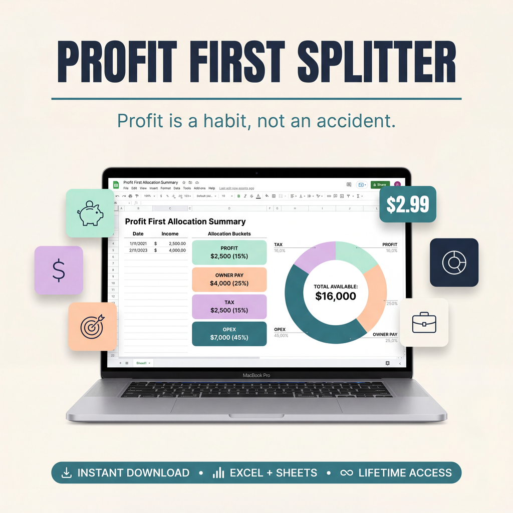 Profit First Quick Splitter — Diporusa allocation tool, $2.99