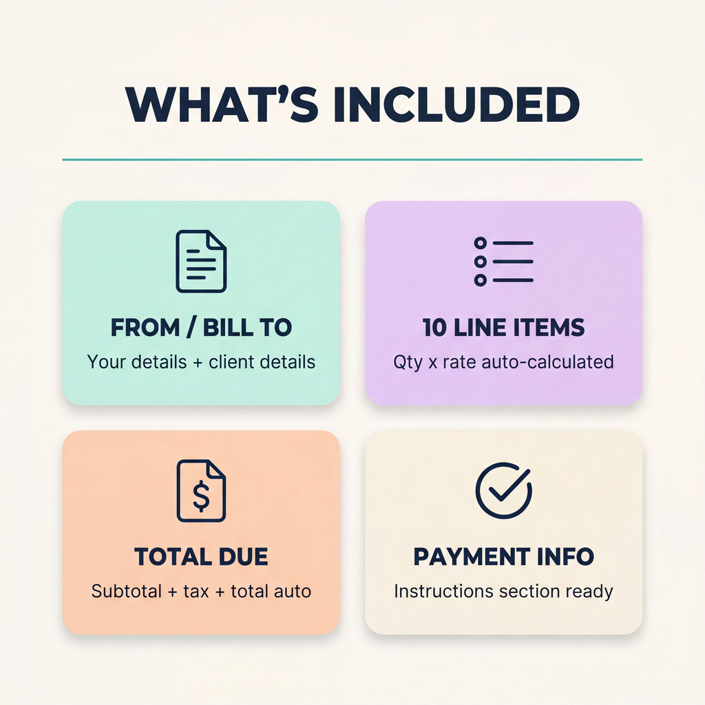 Simple Invoice Template — what's included