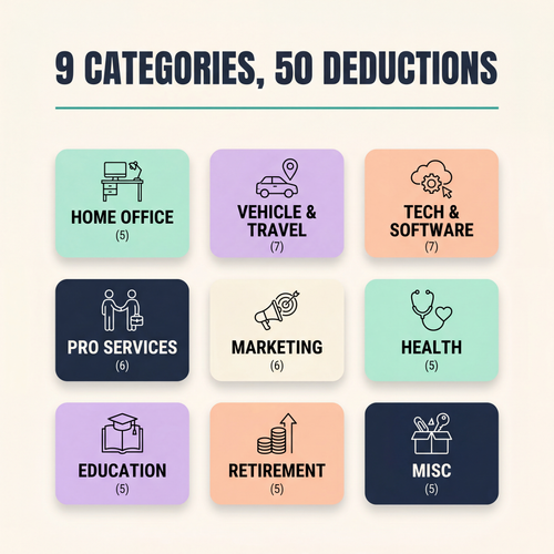 50 Tax Deductions — 9 categories breakdown