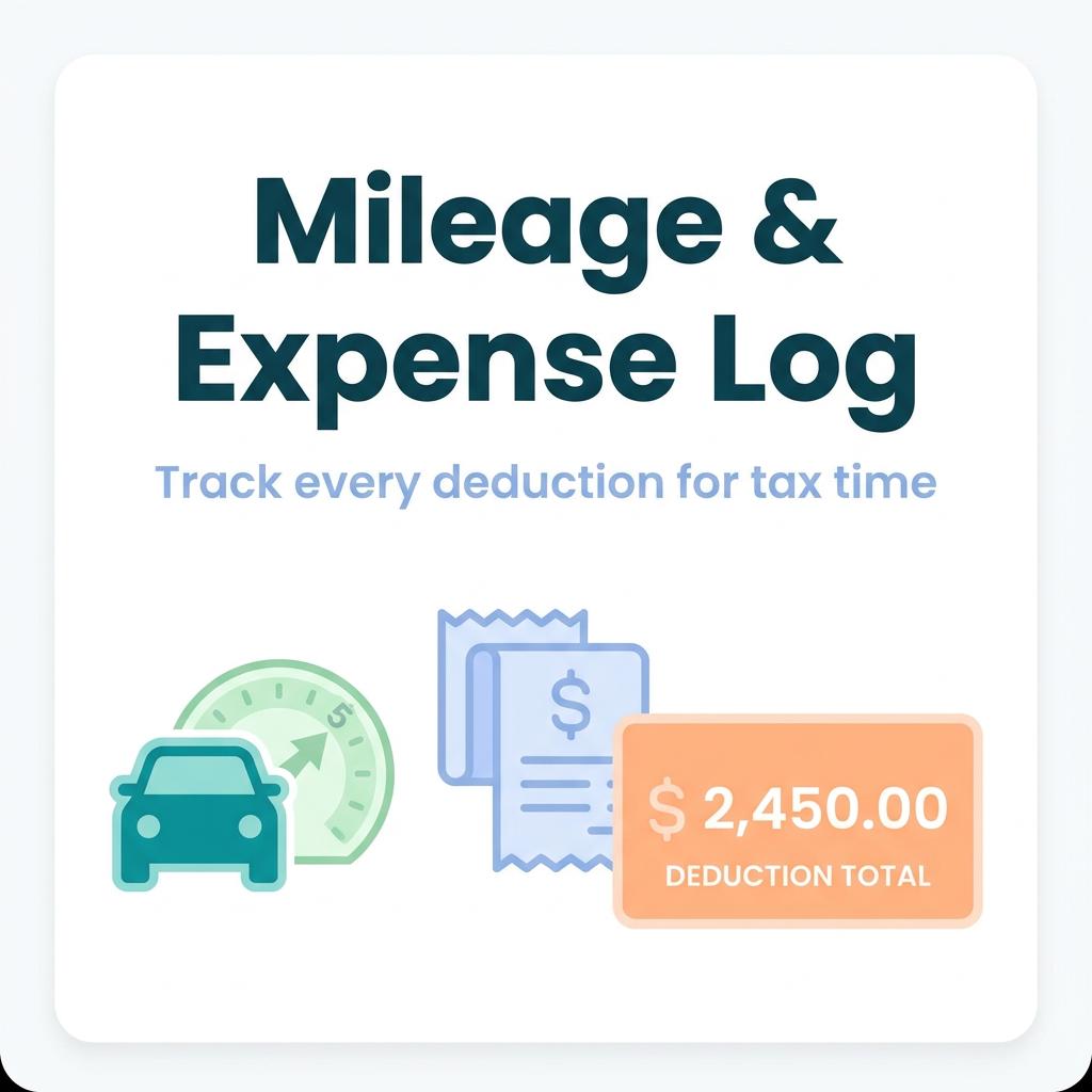 Mileage Log Spreadsheet | IRS Tax Deduction Tracker | Freelance Business Expense Log | Excel + Google Sheets | Editable