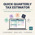 Quick Quarterly Tax Estimator | Self Employed Tax Calculator Spreadsheet | 1099 Estimated Tax | Excel + Google Sheets | Editable