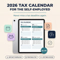 2026 Tax Calendar for Self Employed | Quarterly Tax Due Dates PDF | Freelancer Tax Deadlines | Printable Planner