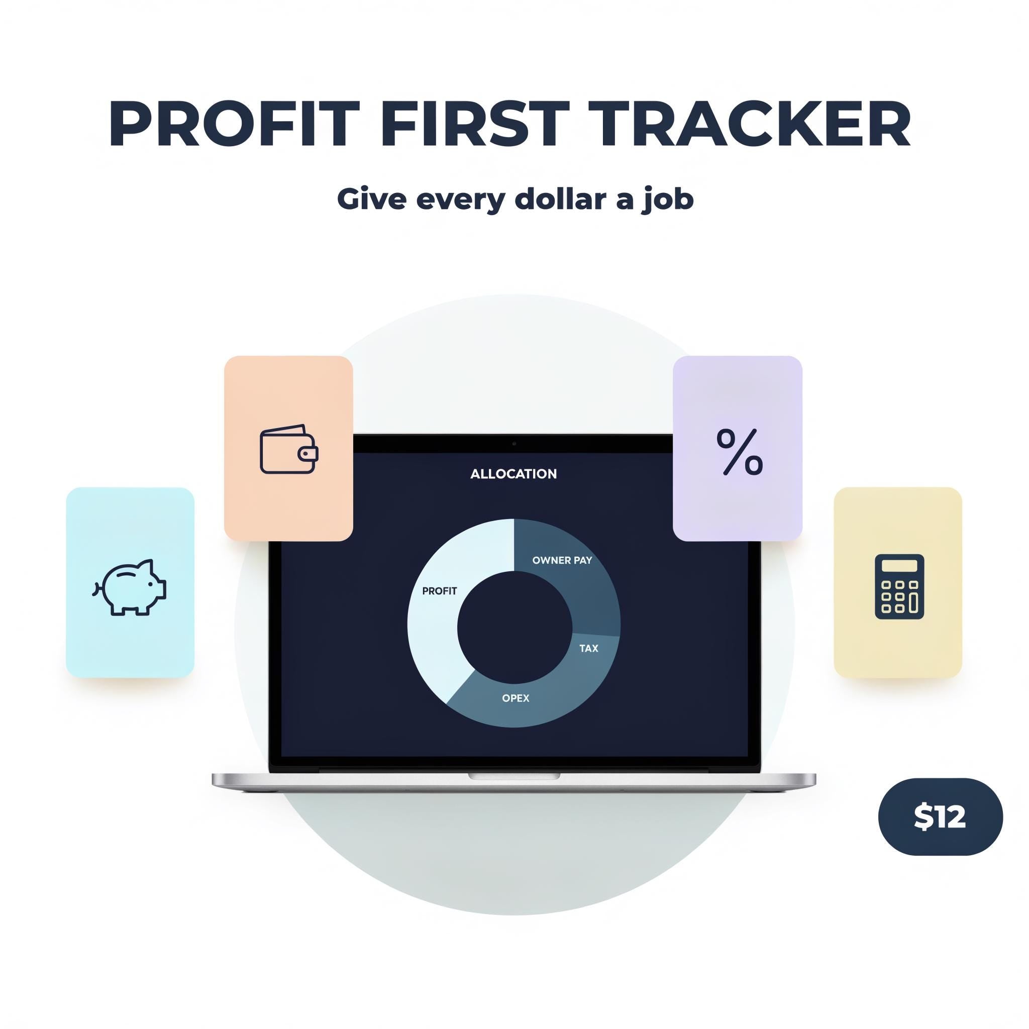 Profit First Tracker | Income Allocation Spreadsheet for Solopreneurs | Cash Flow Buckets | Excel + Google Sheets | Editable