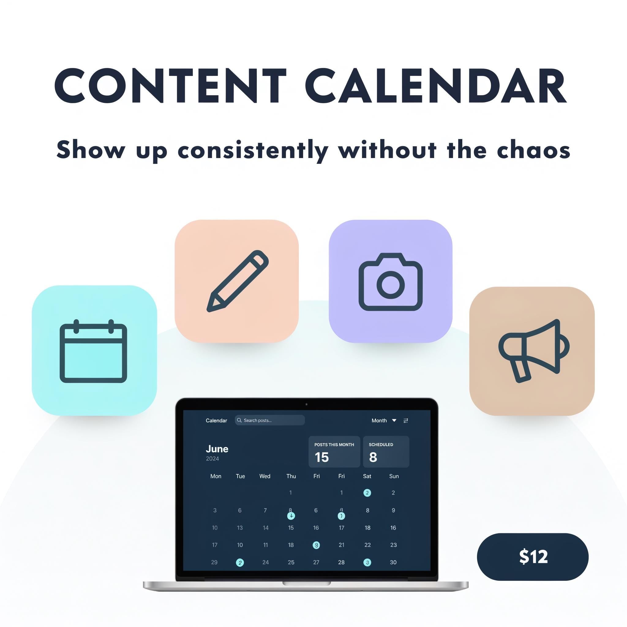 Content Calendar Spreadsheet | Social Media Planner for Creators | Editorial Calendar | Excel + Google Sheets | Editable