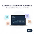 Savings Tracker & Business Runway Planner | Emergency Fund Spreadsheet for Freelancers | Excel + Google Sheets | Editable