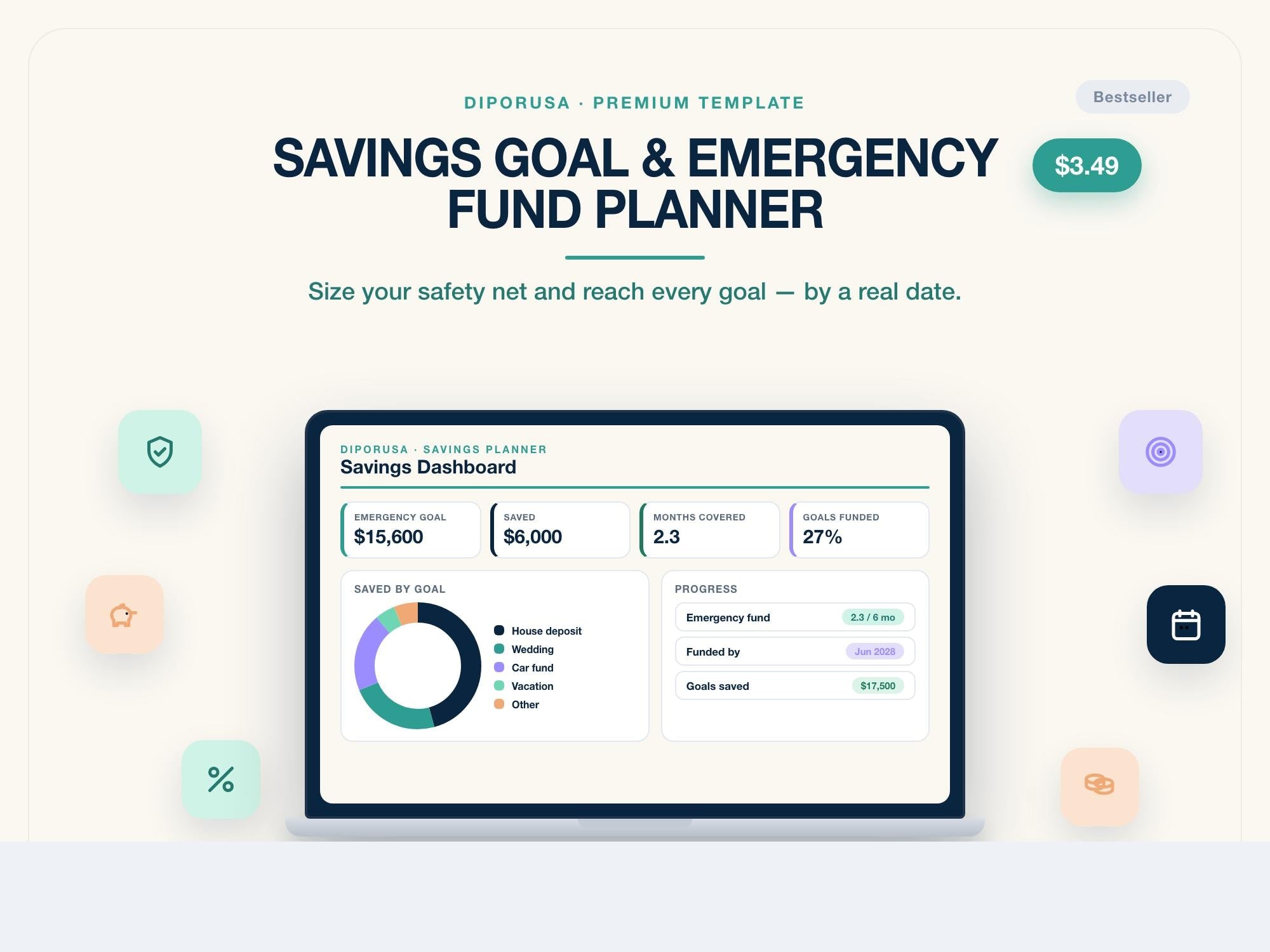 New Year Financial Goals Planner 2027 | Annual Money Goals Spreadsheet | Savings Debt Budget | Excel & Google Sheets