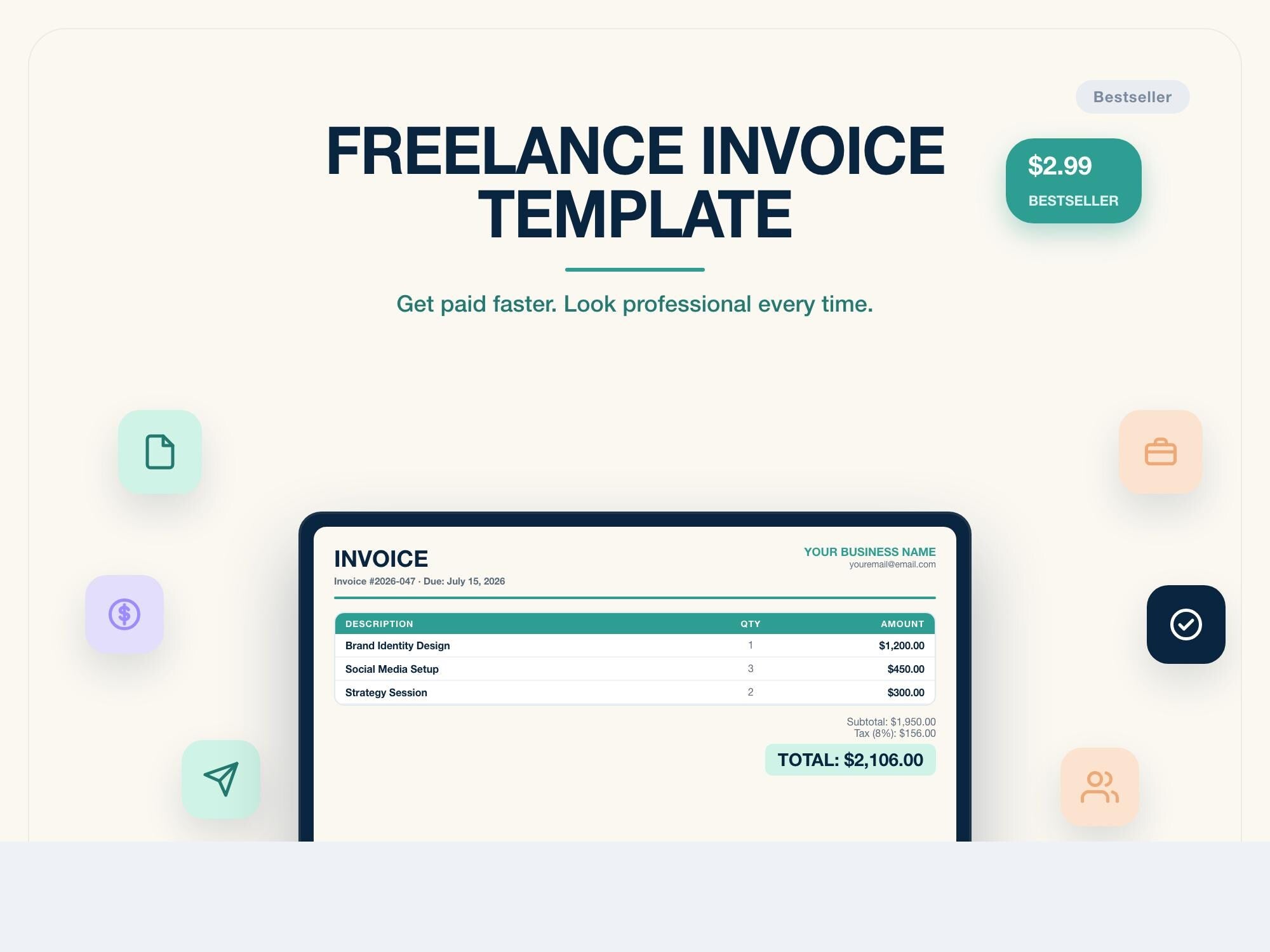 Freelance Invoice Template Canva | Professional Invoice Design | Editable | Small Business | Instant Download